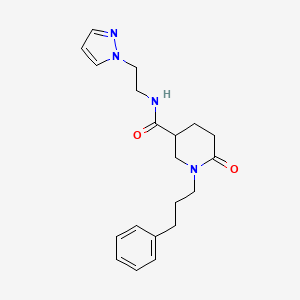 molecular formula C20H26N4O2 B5964505 6-oxo-1-(3-phenylpropyl)-N-[2-(1H-pyrazol-1-yl)ethyl]-3-piperidinecarboxamide 