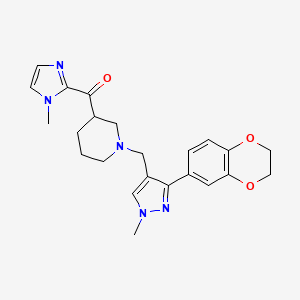 molecular formula C23H27N5O3 B5964520 (1-{[3-(2,3-dihydro-1,4-benzodioxin-6-yl)-1-methyl-1H-pyrazol-4-yl]methyl}-3-piperidinyl)(1-methyl-1H-imidazol-2-yl)methanone 