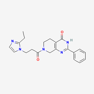 molecular formula C21H23N5O2 B5964551 7-[3-(2-ethyl-1H-imidazol-1-yl)propanoyl]-2-phenyl-5,6,7,8-tetrahydropyrido[3,4-d]pyrimidin-4(3H)-one 