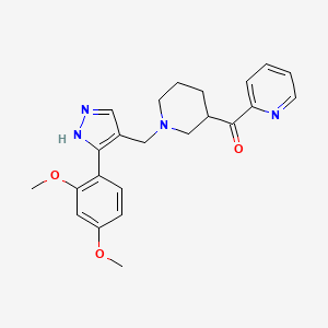 molecular formula C23H26N4O3 B5964608 (1-{[3-(2,4-dimethoxyphenyl)-1H-pyrazol-4-yl]methyl}-3-piperidinyl)(2-pyridinyl)methanone 