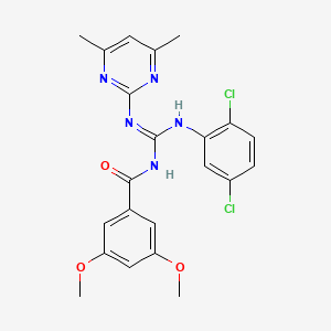 molecular formula C22H21Cl2N5O3 B5964619 N-{[(2,5-dichlorophenyl)amino][(4,6-dimethyl-2-pyrimidinyl)amino]methylene}-3,5-dimethoxybenzamide 