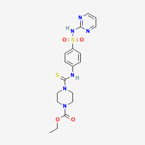 molecular formula C18H22N6O4S2 B5964637 ethyl 4-[({4-[(2-pyrimidinylamino)sulfonyl]phenyl}amino)carbonothioyl]-1-piperazinecarboxylate 