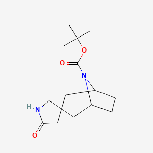 molecular formula C15H24N2O3 B596464 tert-Butyl 5'-oxo-8-azaspiro[bicyclo[3.2.1]octane-3,3'-pyrrolidine]-8-carboxylate CAS No. 1263279-47-5