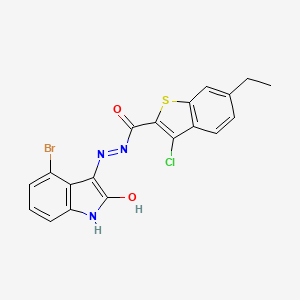 N'-(4-bromo-2-oxo-1,2-dihydro-3H-indol-3-ylidene)-3-chloro-6-ethyl-1-benzothiophene-2-carbohydrazide