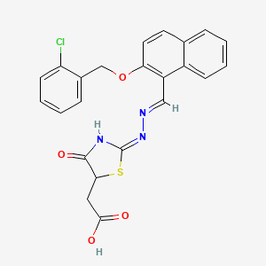 {2-[({2-[(2-chlorobenzyl)oxy]-1-naphthyl}methylene)hydrazono]-4-oxo-1,3-thiazolidin-5-yl}acetic acid