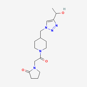 molecular formula C16H25N5O3 B5964674 1-[2-(4-{[4-(1-hydroxyethyl)-1H-1,2,3-triazol-1-yl]methyl}-1-piperidinyl)-2-oxoethyl]-2-pyrrolidinone 