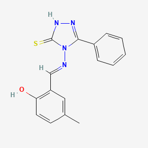 2-{[(3-mercapto-5-phenyl-4H-1,2,4-triazol-4-yl)imino]methyl}-4-methylphenol