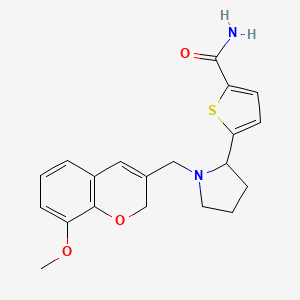 molecular formula C20H22N2O3S B5964712 5-{1-[(8-methoxy-2H-chromen-3-yl)methyl]-2-pyrrolidinyl}-2-thiophenecarboxamide 