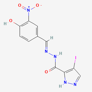 molecular formula C11H8IN5O4 B5964715 N'-(4-hydroxy-3-nitrobenzylidene)-4-iodo-1H-pyrazole-5-carbohydrazide 