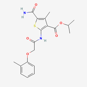 molecular formula C19H22N2O5S B5964862 isopropyl 5-(aminocarbonyl)-4-methyl-2-{[(2-methylphenoxy)acetyl]amino}-3-thiophenecarboxylate 