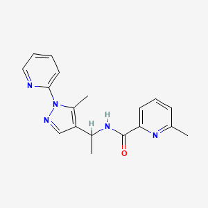 molecular formula C18H19N5O B5964887 6-methyl-N-{1-[5-methyl-1-(2-pyridinyl)-1H-pyrazol-4-yl]ethyl}-2-pyridinecarboxamide 