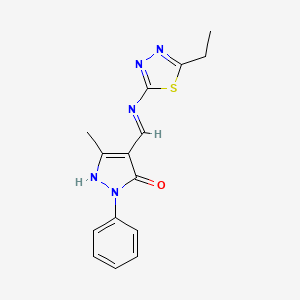 molecular formula C15H15N5OS B5964941 4-{[(5-ethyl-1,3,4-thiadiazol-2-yl)amino]methylene}-5-methyl-2-phenyl-2,4-dihydro-3H-pyrazol-3-one 