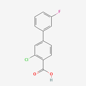 molecular formula C13H8ClFO2 B596495 2-Chloro-4-(3-fluorophenyl)benzoic acid CAS No. 1214382-82-7