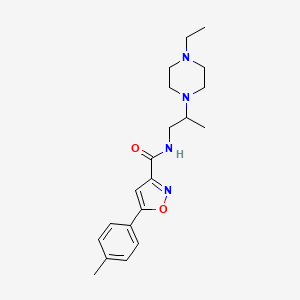 molecular formula C20H28N4O2 B5964966 N-[2-(4-ethyl-1-piperazinyl)propyl]-5-(4-methylphenyl)-3-isoxazolecarboxamide 