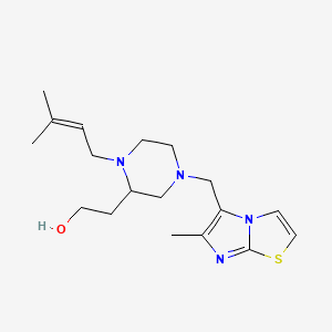 molecular formula C18H28N4OS B5965010 2-{1-(3-methyl-2-buten-1-yl)-4-[(6-methylimidazo[2,1-b][1,3]thiazol-5-yl)methyl]-2-piperazinyl}ethanol 