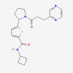 molecular formula C20H24N4O2S B5965023 N-cyclobutyl-5-{1-[3-(2-pyrazinyl)propanoyl]-2-pyrrolidinyl}-2-thiophenecarboxamide 