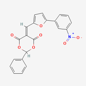 molecular formula C21H13NO7 B5965026 5-{[5-(3-nitrophenyl)-2-furyl]methylene}-2-phenyl-1,3-dioxane-4,6-dione 