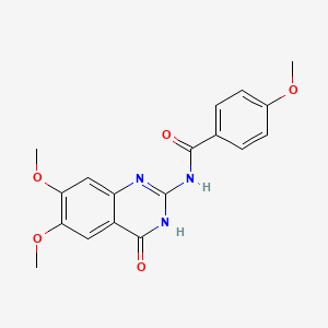 molecular formula C18H17N3O5 B5965029 N-(6,7-dimethoxy-4-oxo-1,4-dihydro-2-quinazolinyl)-4-methoxybenzamide 