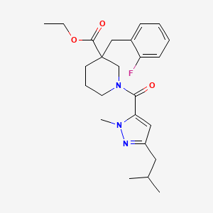 molecular formula C24H32FN3O3 B5965055 ethyl 3-(2-fluorobenzyl)-1-[(3-isobutyl-1-methyl-1H-pyrazol-5-yl)carbonyl]-3-piperidinecarboxylate 