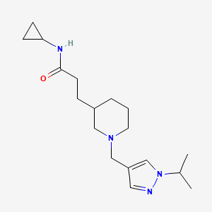 molecular formula C18H30N4O B5965060 N-cyclopropyl-3-{1-[(1-isopropyl-1H-pyrazol-4-yl)methyl]-3-piperidinyl}propanamide 