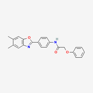 molecular formula C23H20N2O3 B5965066 N-[4-(5,6-dimethyl-1,3-benzoxazol-2-yl)phenyl]-2-phenoxyacetamide 