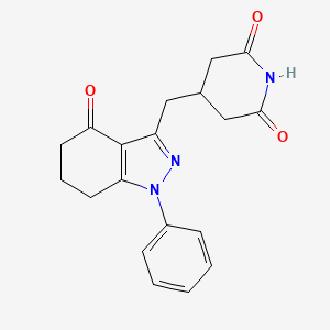 molecular formula C19H19N3O3 B5965079 4-[(4-oxo-1-phenyl-4,5,6,7-tetrahydro-1H-indazol-3-yl)methyl]-2,6-piperidinedione 