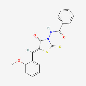 molecular formula C18H14N2O3S2 B5965092 N-[5-(2-methoxybenzylidene)-4-oxo-2-thioxo-1,3-thiazolidin-3-yl]benzamide 