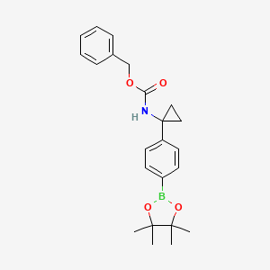 molecular formula C23H28BNO4 B596512 4-(1-(Benzyloxycarbonylamino)cyclopropyl)phenylboronic acid pinacol ester CAS No. 1256359-24-6