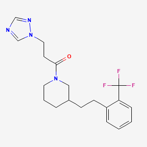 molecular formula C19H23F3N4O B5965138 1-[3-(1H-1,2,4-triazol-1-yl)propanoyl]-3-{2-[2-(trifluoromethyl)phenyl]ethyl}piperidine 