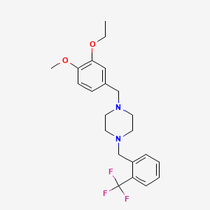 molecular formula C22H27F3N2O2 B5965149 1-(3-ethoxy-4-methoxybenzyl)-4-[2-(trifluoromethyl)benzyl]piperazine 