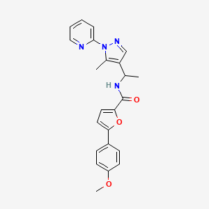 molecular formula C23H22N4O3 B5965180 5-(4-methoxyphenyl)-N-{1-[5-methyl-1-(2-pyridinyl)-1H-pyrazol-4-yl]ethyl}-2-furamide 