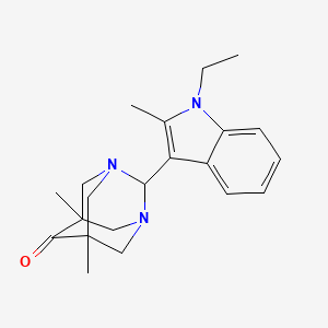 molecular formula C21H27N3O B5965195 2-(1-ethyl-2-methyl-1H-indol-3-yl)-5,7-dimethyl-1,3-diazatricyclo[3.3.1.1~3,7~]decan-6-one 