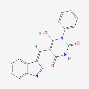 molecular formula C19H13N3O3 B5965196 5-(1H-indol-3-ylmethylene)-1-phenyl-2,4,6(1H,3H,5H)-pyrimidinetrione 