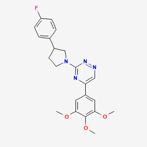 molecular formula C22H23FN4O3 B5965211 3-[3-(4-fluorophenyl)-1-pyrrolidinyl]-5-(3,4,5-trimethoxyphenyl)-1,2,4-triazine 