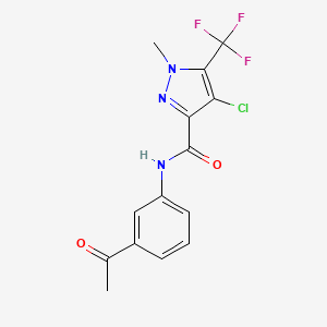 molecular formula C14H11ClF3N3O2 B5965224 N-(3-acetylphenyl)-4-chloro-1-methyl-5-(trifluoromethyl)-1H-pyrazole-3-carboxamide 