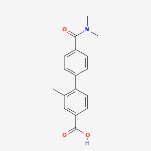 molecular formula C17H17NO3 B596524 4'-(二甲基氨基羰基)-2-甲基-[1,1'-联苯]-4-羧酸 CAS No. 1261915-37-0