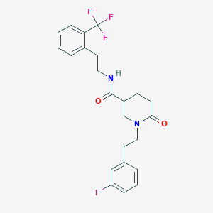 molecular formula C23H24F4N2O2 B5965245 1-[2-(3-fluorophenyl)ethyl]-6-oxo-N-{2-[2-(trifluoromethyl)phenyl]ethyl}-3-piperidinecarboxamide 