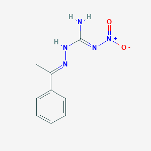 molecular formula C9H11N5O2 B5965248 N'-nitro-2-(1-phenylethylidene)hydrazinecarboximidamide 