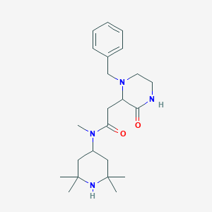 molecular formula C23H36N4O2 B5965267 2-(1-benzyl-3-oxo-2-piperazinyl)-N-methyl-N-(2,2,6,6-tetramethyl-4-piperidinyl)acetamide 