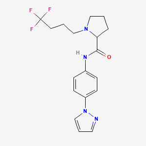 molecular formula C18H21F3N4O B5965281 N-[4-(1H-pyrazol-1-yl)phenyl]-1-(4,4,4-trifluorobutyl)prolinamide 