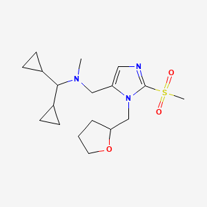molecular formula C18H29N3O3S B5965289 (dicyclopropylmethyl)methyl{[2-(methylsulfonyl)-1-(tetrahydro-2-furanylmethyl)-1H-imidazol-5-yl]methyl}amine 