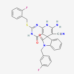 molecular formula C29H20F2N6O2S B5965304 7'-amino-1-(3-fluorobenzyl)-2'-[(2-fluorobenzyl)thio]-2,4'-dioxo-1,2,4',8'-tetrahydro-3'H-spiro[indole-3,5'-pyrido[2,3-d]pyrimidine]-6'-carbonitrile 
