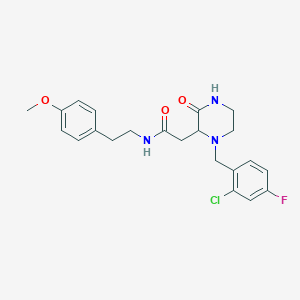 molecular formula C22H25ClFN3O3 B5965320 2-[1-(2-chloro-4-fluorobenzyl)-3-oxo-2-piperazinyl]-N-[2-(4-methoxyphenyl)ethyl]acetamide 