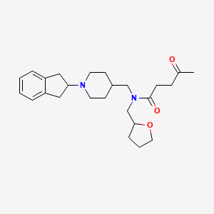 molecular formula C25H36N2O3 B5965328 N-{[1-(2,3-dihydro-1H-inden-2-yl)-4-piperidinyl]methyl}-4-oxo-N-(tetrahydro-2-furanylmethyl)pentanamide 