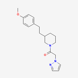 molecular formula C19H25N3O2 B5965353 3-[2-(4-methoxyphenyl)ethyl]-1-(1H-pyrazol-1-ylacetyl)piperidine 