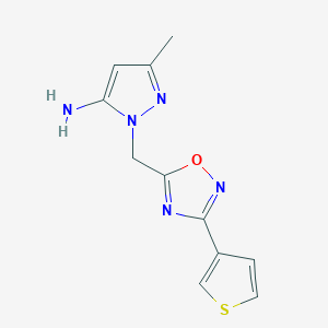 molecular formula C11H11N5OS B5965397 3-methyl-1-{[3-(3-thienyl)-1,2,4-oxadiazol-5-yl]methyl}-1H-pyrazol-5-amine 