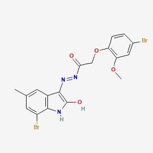 2-(4-bromo-2-methoxyphenoxy)-N'-(7-bromo-5-methyl-2-oxo-1,2-dihydro-3H-indol-3-ylidene)acetohydrazide