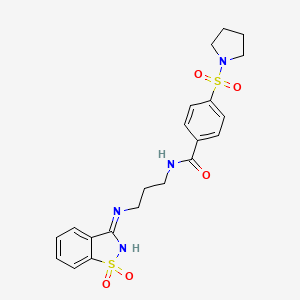 N-{3-[(1,1-dioxido-1,2-benzisothiazol-3-yl)amino]propyl}-4-(1-pyrrolidinylsulfonyl)benzamide