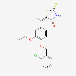 molecular formula C19H16ClNO3S2 B5965490 5-{4-[(2-chlorobenzyl)oxy]-3-ethoxybenzylidene}-2-thioxo-1,3-thiazolidin-4-one 