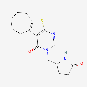 molecular formula C16H19N3O2S B5965505 3-[(5-oxopyrrolidin-2-yl)methyl]-3,5,6,7,8,9-hexahydro-4H-cyclohepta[4,5]thieno[2,3-d]pyrimidin-4-one 